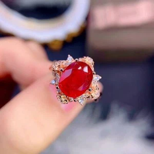 Cluster Desgin Ruby 18K Solid Yellow Gold Ring Galaxy Ruby Ring Diamonds Ring - Picture 1 of 7