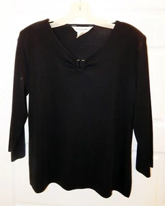 Misook Black V-neck Pullover Sweater Top sz S - Picture 1 of 4