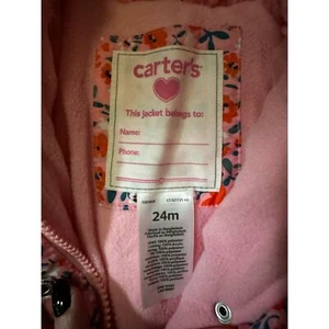 Carters 24 Month Pink Puffy Fleece Lined Jacket with Pink and Yellow Flowers - Picture 1 of 4