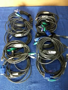 Mixed Lot of 10 Avocent Integrated Access Cables PS2IAC-15 (5) & PS2IAC-10 (5) - Photo 1/11