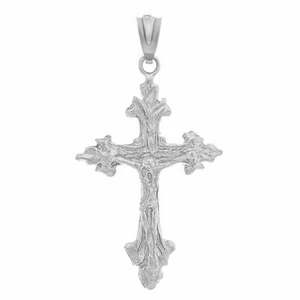 14k Weißgold Filigran Jesus Christus Kruzifix Kreuz Charm Anhänger 1,4" 2,3 Gramm - Bild 1 von 3
