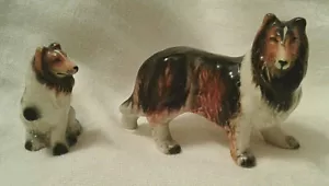Set of 2 Bone China Collie and Pup Figurines - Picture 1 of 7