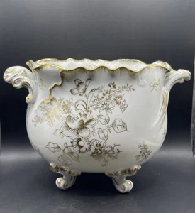 Decorative Footed Bowl Gold Trim Handles - Bild 1 von 12