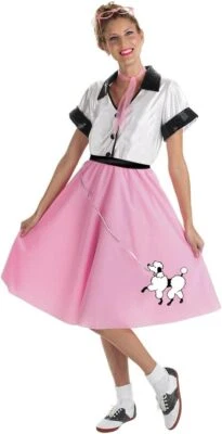 Franny's Fifties Frock 50's Poodle Skirt Fancy Dress Up Halloween Adult Costume - Image 1 of 2
