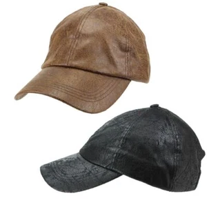 Cap Baseball Mütze verstellbar Sun Hawkins Peak Lederoptik SCHWARZ BRAUN - Bild 1 von 12