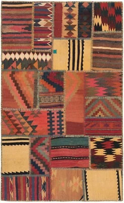 Kelim Patchwork Handgewebter Perserteppich 154x94 cm-Orient,kilim,Carpet,Rug - Bild 1 von 4