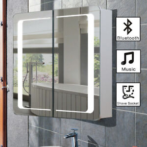 Anti-fog Bathroom LED Mirror Cabinet with Sensor Switch Demiste Shaver Socket