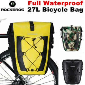 ROCKBROS 27L Cycling Bike Bag Waterproof Bicycle Rear Rack Bag Tail Seat Pannier - Picture 1 of 15