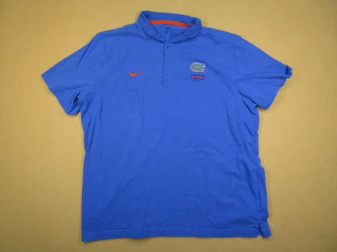 Florida Gators Polo Shirt Men 2XL XXL Blue Nike Performance Sportswear Logo Cover
