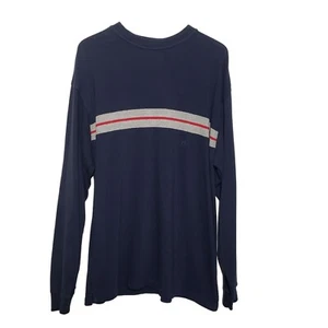 NEW 90s Gap Shirt Mens Large Navy Blue Stripe Cotton Knit Long Sleeve Pullover - Picture 1 of 8