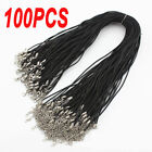 Black 18" Necklace Leather Cord Chain Braided Rope Jewelry Making W/clasps 100pc