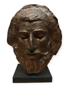 Escultura de retrato de Aristóteles de colección arcilla negra con superposición de yeso de bronce sintético - Imagen 1 de 10