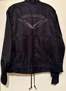 Harley Davidson HD Motorcycles Satin Nylon Aviation Bomber Jacket Women Size XXL - Picture 1 of 11