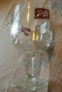 VTG SCHLITZ STEMMED GOBLET BEER GLASS "THE BEER THAT MADE MILWAUKEE FAMOUS" - Picture 1 of 9