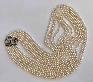 7 Strand Fresh Water Pearl Sterling Necklace - Picture 1 of 15
