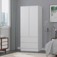 2 Door 2 Drawer Scandinavian Combination Wardrobe Modern Bedroom Storage White