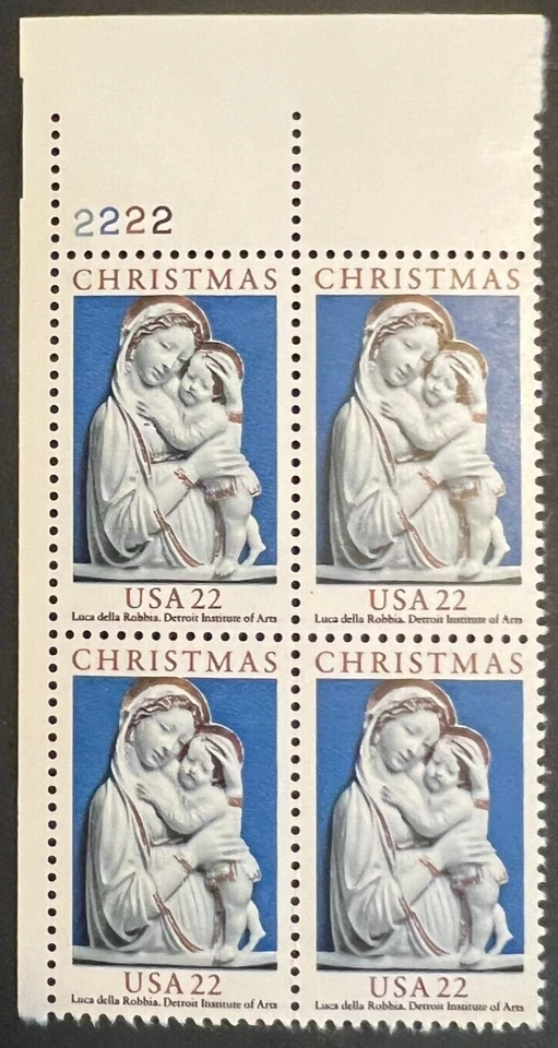 Scott#: 2165 - Christmas 1985: Luca della Robbia 22¢ 1985 Plate Block MNHOG - Image 1 of 1