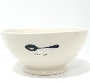 Rae Dunn “slurp” Cereal Bowl Artisan Collection By Magenta Soup Ice cream Spoon - Picture 1 of 8