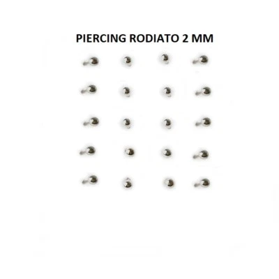 4 Orecchino Naso Piercing Nasino In Argento 925 Pallino 2 mm Rodiato - Immagine 1 di 2