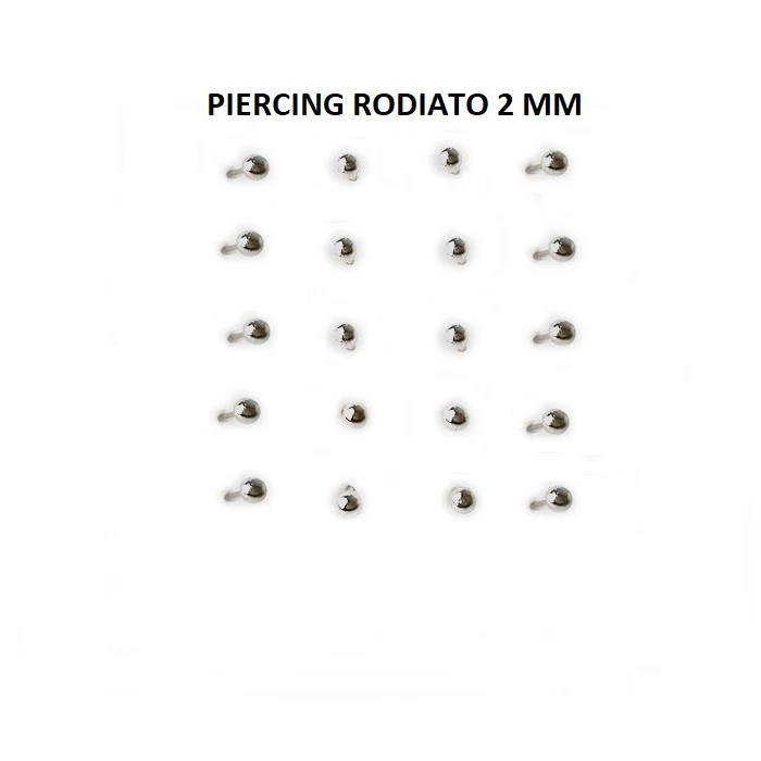 4 Orecchino Naso Piercing Nasino In Argento 925 Pallino 2 mm Rodiato - Immagine 1 di 2