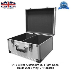 01 X SILVER ALUMINIUM DJ FLIGHT CASE TO HOLD 200 x Vinyl 7" Records STRONG BOX - Picture 1 of 12