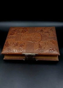 ALBUM Fotografico fine '800 Vittoriano  pelle marrone basoreliefo introvabile  - Picture 1 of 24