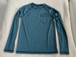 NWOT Crewcuts kids boys' size L solid blue long sleeve rash guard shirt - Picture 1 of 2
