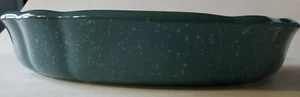Ceramic Baking Dish Oval Speckled Teal fluted sides. New open box. Beautiful. - Picture 1 of 4