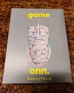 Onn Gaming Mouse USB LED Lighting 6 ft. Pink Gray Camoflauge - Picture 1 of 4