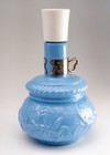 Vintage Avon Courting Lamp Perfume Bottle 1970s Blue Milk Glass Perfume Cologne