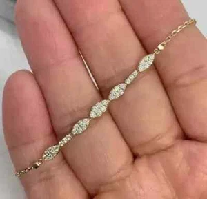 Brazalete de belleza para mujer 2 quilates corte redondo creado en laboratorio diamante enchapado en oro amarillo de 14 quilates - Imagen 1 de 5