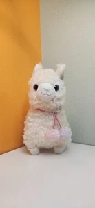 Juguete de peluche Aurora 10" crema llama peluche con pompón rosa/púrpura relleno - Imagen 1 de 8