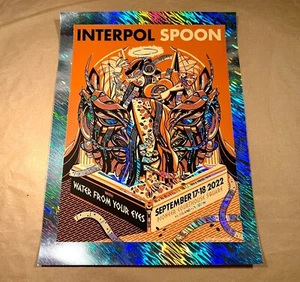 Interpol Spoon FOIL Poster Portland 2021 Guy Burwell Signed #/12 Pioneer 9/17 18 - Picture 1 of 6