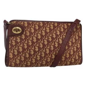 Auténtico bolso de hombro Dior Trotter de lona borgoña - Imagen 1 de 19