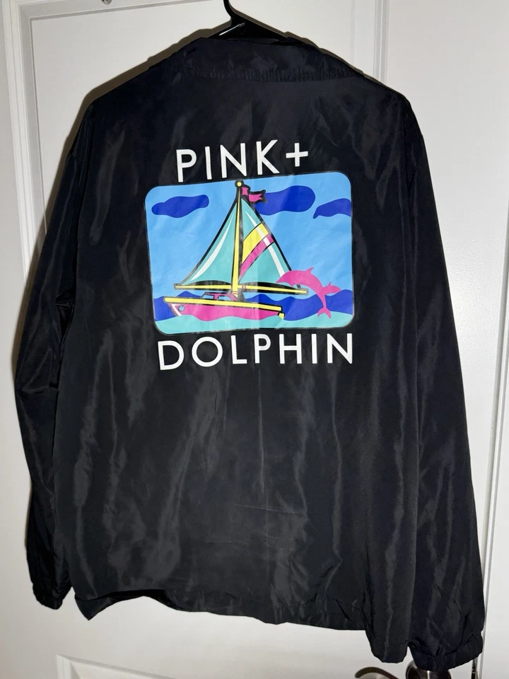 Chaqueta cortavientos Pink Dolphin a presión velero retro OG rara XL perfecto estado Foto 1 de 4