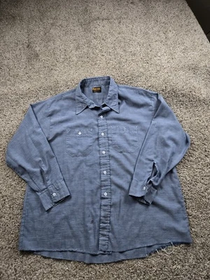 Camisa de Trabajo Dee Cee Chambray De Colección Para Hombres XL Azul Manga Larga EE. UU. Años 70 Envejecida  Foto 1 de 4