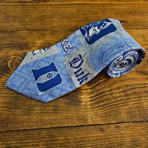 Duke University Blue Devils Eagles Wings 100% Silk Necktie Blue Gray Tie 56" - Picture 1 of 5