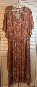 Knox Rose Cottage Prairie Tiered Maxi Dress V-Neck Short Sleeve Boho Womens 3X - Picture 1 of 16
