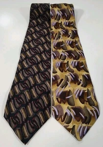 Jerry J. Garcia 100% Silk Neckties Ties (Lot Of 2) Red Room 4" Wide - Picture 1 of 5