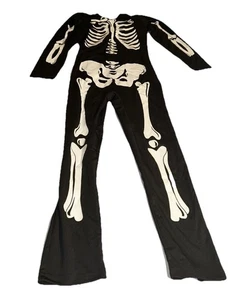 H&M ~ 10/12 años ~ Esqueleto Blanco y Negro Halloween Disfraz Cuerpo Completo 51” L ~15” W - Imagen 1 de 10