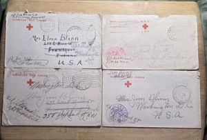 4 Censered WW1 Soldier's Mail Covers Mailed From Europe Red Cross Stationary - Picture 1 of 5