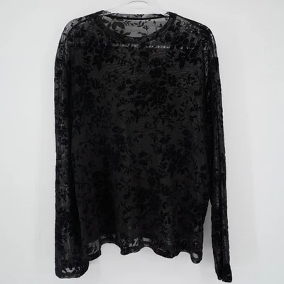 Top de manga larga 5XL negro transparente Vamp Whimsigoth de terciopelo Burnout de terciopelo sin marca para mujer Foto 1 de 4