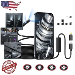 1920P HD Endoscope, 8+1 LED Borescope, 16.5FT Semi-Rigid, iPhone/Android - Picture 1 of 9