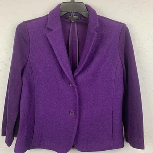 Talbots Blazer Womens Size 14 Purple Wool Blend Mix Media Pockets Office - Picture 1 of 9