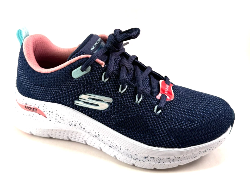Skechers 150320 Arch Fit 海军蓝/薄荷系带时尚运动鞋 — 第 1/1 张图片
