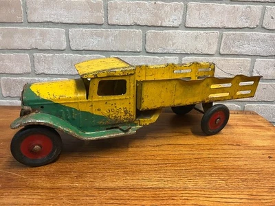 Camión de juguete Buddy L City Dray de colección de acero prensado 19" amarillo/verde Foto 1 de 4