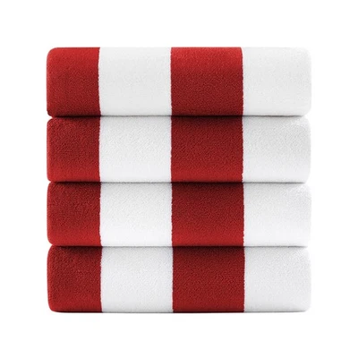 Connoisseur Cabana Stripe Pool & Beach Towel - 2-Inch Red Striped Design, 100... - Image 1 of 4