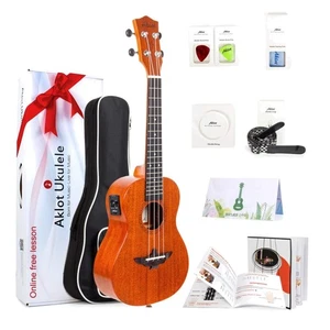 Acoustic-Electric Concert Ukulele 23 Inch with Equalizer & Essential Accessories - Picture 1 of 11