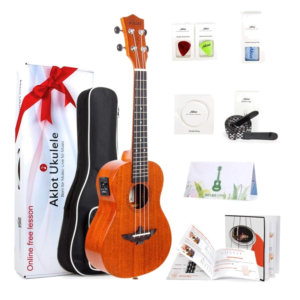 Acoustic-Electric Concert Ukulele 23 Inch with Equalizer & Essential Accessories - Image 1 of 4