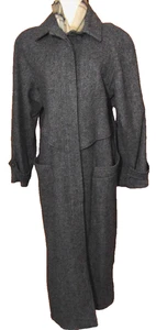 ABRIGO DE COLECCIÓN STEPHANIE MATHEWS MUJER MEZCLA DE LANA GRIS GABARDINA ~ 8/10 - Imagen 1 de 8